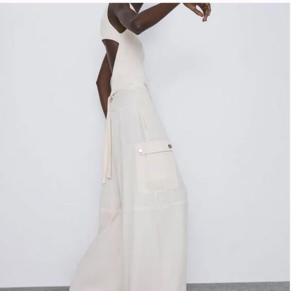 Zara Cream Bare Back Tie Back Sleeveless Top, NWT, S - Picture 2 of 15